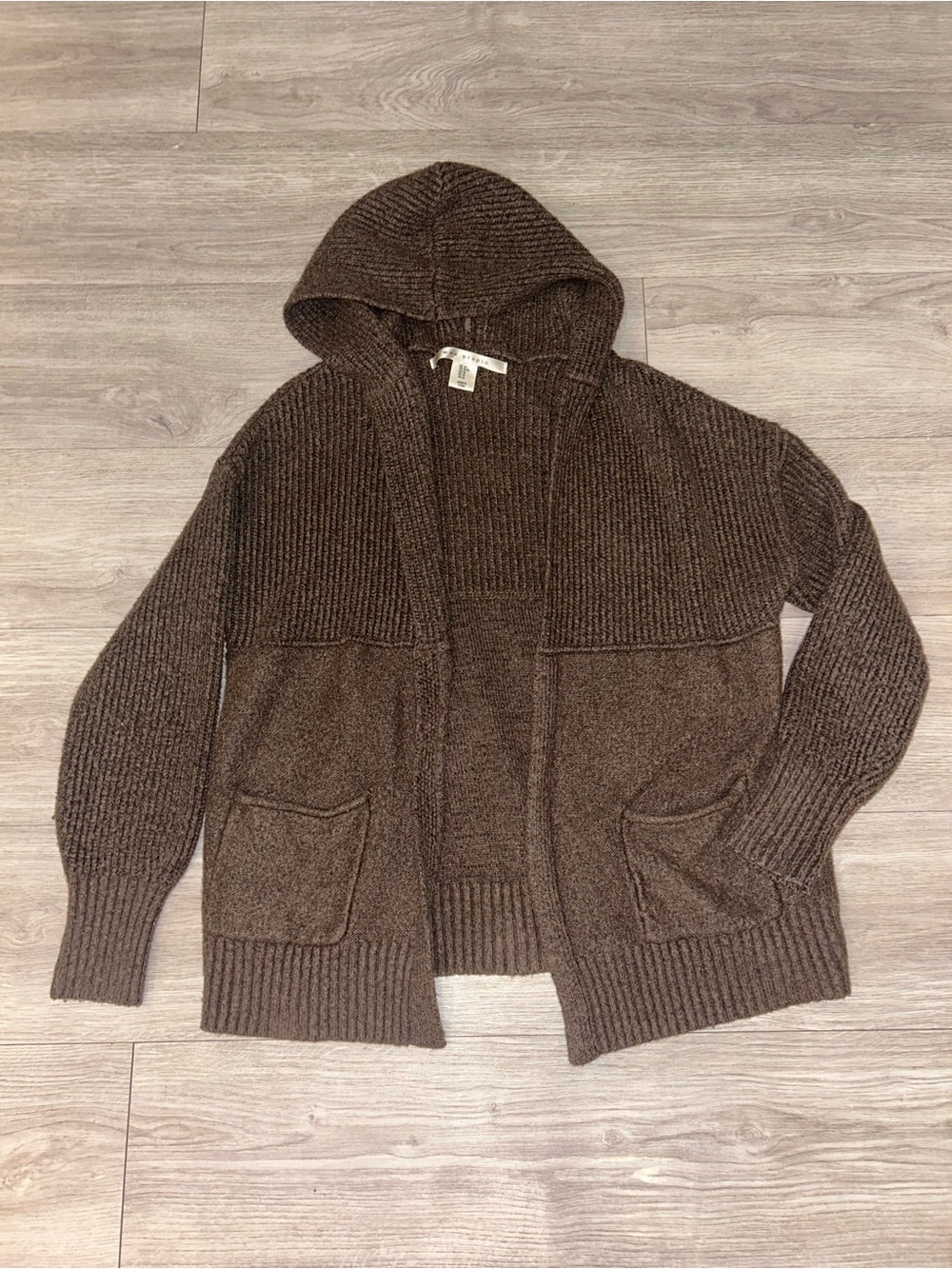 Max studios Hooded Cardigan Sweater - Brown